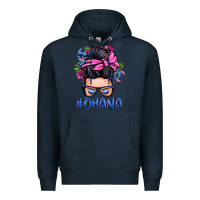 Navy ohana stitch messy bun Premium Hoodie - Zillion Design Studio
