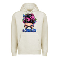 Oatmeal Heather ohana stitch messy bun Premium Hoodie - Zillion Design Studio