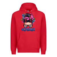 Red ohana stitch messy bun Premium Hoodie - Zillion Design Studio