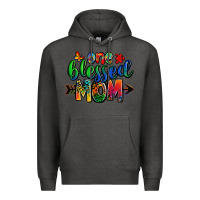 Charcoal Heather one blessed mom autism Premium Hoodie - Zillion Design Studio