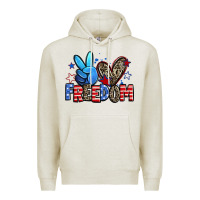 Oatmeal Heather peace love freedom Premium Hoodie - Zillion Design Studio