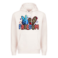 Pale Pink peace love freedom Premium Hoodie - Zillion Design Studio