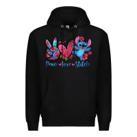 Black peace love stitch Premium Hoodie - Zillion Design Studio