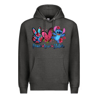 Charcoal Heather peace love stitch Premium Hoodie - Zillion Design Studio