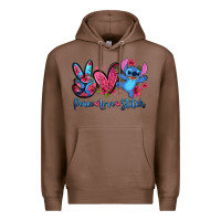 Chestnut peace love stitch Premium Hoodie - Zillion Design Studio