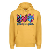 Mustard peace love stitch Premium Hoodie - Zillion Design Studio
