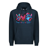 Navy peace love stitch Premium Hoodie - Zillion Design Studio