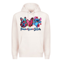 Pale Pink peace love stitch Premium Hoodie - Zillion Design Studio