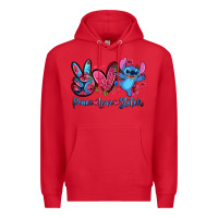 Red peace love stitch Premium Hoodie - Zillion Design Studio