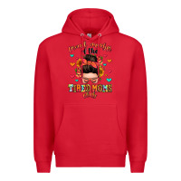 Red proud member of the tired moms club Premium Hoodie - Zillion Design Studio