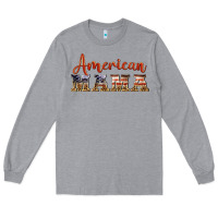 Heather Grey american mama Long Sleeve Tee - BarkalooDesign