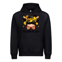 Black softball life messy bun Urban Hoodie - Zillion Design Studio