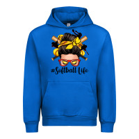 Cobalt softball life messy bun Urban Hoodie - Zillion Design Studio