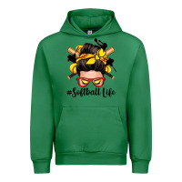 Emerald softball life messy bun Urban Hoodie - Zillion Design Studio