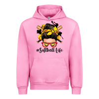 Fuchsia Pink softball life messy bun Urban Hoodie - Zillion Design Studio