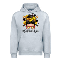 Heather Grey softball life messy bun Urban Hoodie - Zillion Design Studio