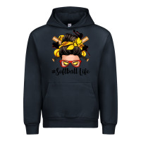 Navy softball life messy bun Urban Hoodie - Zillion Design Studio