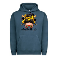 Pigment Midnight Navy softball life messy bun Urban Hoodie - Zillion Design Studio