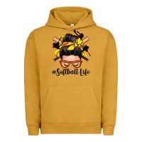 Pigment Peanut Butter softball life messy bun Urban Hoodie - Zillion Design Studio