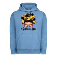 Pigment Pebble Blue softball life messy bun Urban Hoodie - Zillion Design Studio