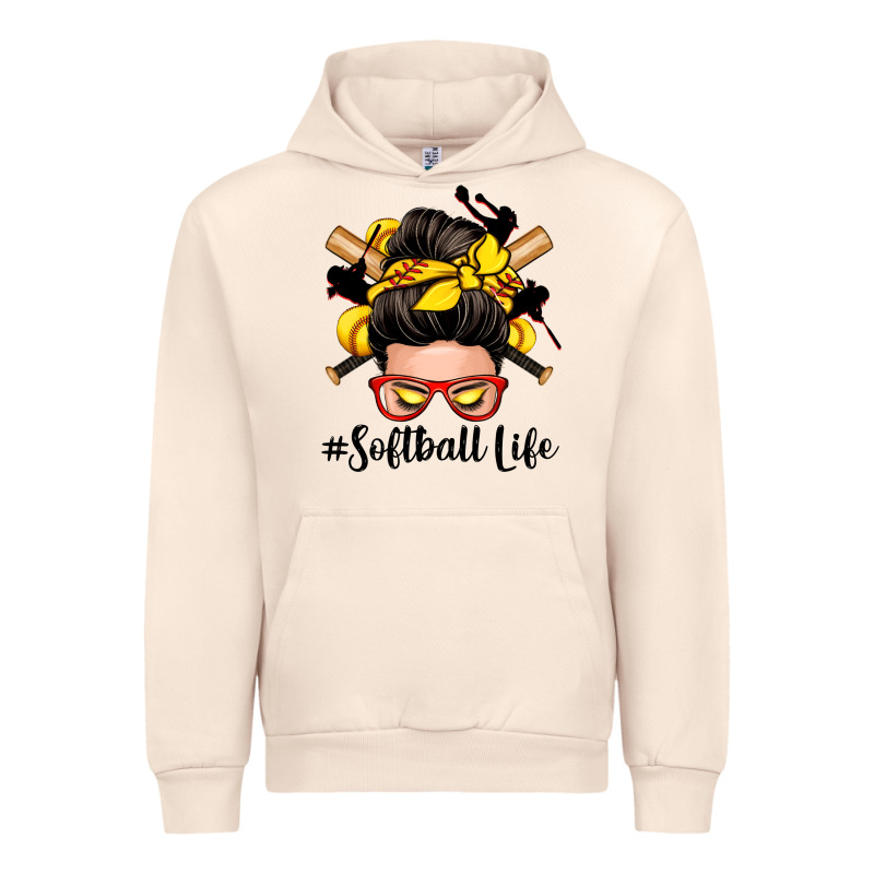Softball Life Messy Bun Urban Hoodie by Zillion Design Studio | Teevron