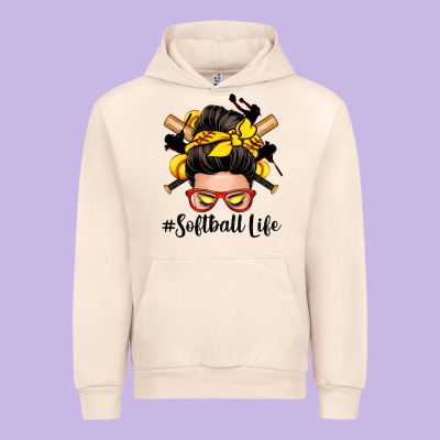 Softball Life Messy Bun Urban Hoodie Designed By Zillion Design Studio