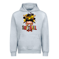 Heather Grey softball mom messy bun Urban Hoodie - Zillion Design Studio