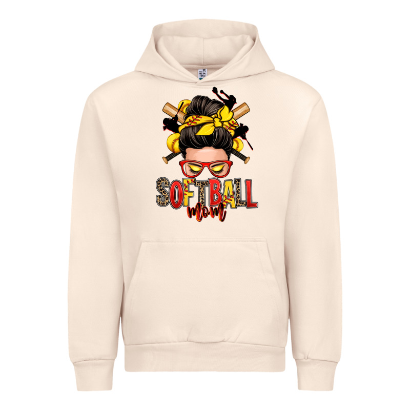 Softball Mom Messy Bun Urban Hoodie by Zillion Design Studio | Teevron