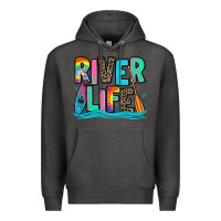 Charcoal Heather river life kayaking Premium Hoodie - Zillion Design Studio