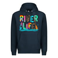 Navy river life kayaking Premium Hoodie - Zillion Design Studio