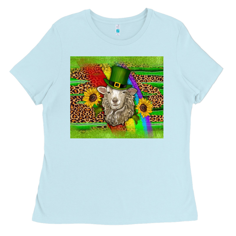 St Patricks Sheep Sunflowers Rainbow Serape Leopard Glitter Ladies Tee by Artiststas | Teevron