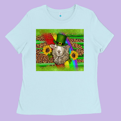 St Patricks Sheep Sunflowers Rainbow Serape Leopard Glitter Ladies Tee Designed By Artiststas