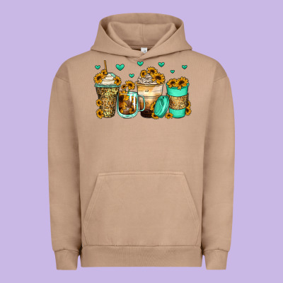 Sunflowers Coffee Cups Urban Hoodie Designed By Zillion Design Studio