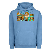 Pigment Pebble Blue sunflowers coffee cups Urban Hoodie - Zillion Design Studio