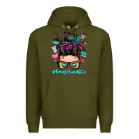 Army Green small business messy bun Premium Hoodie - Zillion Design Studio