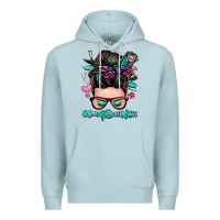 Blue Mist small business messy bun Premium Hoodie - Zillion Design Studio