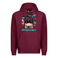 Burgundy small business messy bun Premium Hoodie - Zillion Design Studio