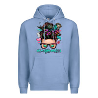 Colony Blue small business messy bun Premium Hoodie - Zillion Design Studio