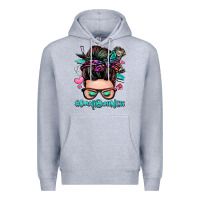 Heather Grey small business messy bun Premium Hoodie - Zillion Design Studio