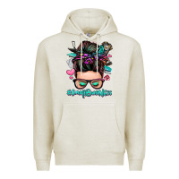 Oatmeal Heather small business messy bun Premium Hoodie - Zillion Design Studio