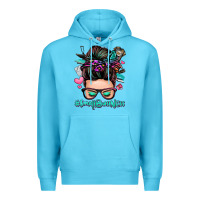 Ocean Blue small business messy bun Premium Hoodie - Zillion Design Studio