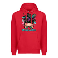 Red small business messy bun Premium Hoodie - Zillion Design Studio