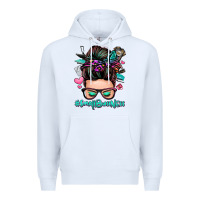 White small business messy bun Premium Hoodie - Zillion Design Studio