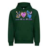 Forest Green peace love stitch Urban Hoodie - texasbilliewilder