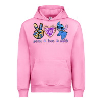 Fuchsia Pink peace love stitch Urban Hoodie - texasbilliewilder