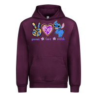 Mauve Wine peace love stitch Urban Hoodie - texasbilliewilder