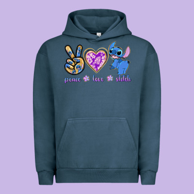 Peace Love Stitch Urban Hoodie Designed By Texasbilliewilder