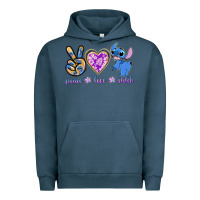 Pigment Midnight Navy peace love stitch Urban Hoodie - texasbilliewilder