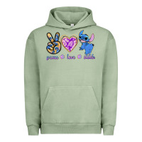 Pigment Oil Green peace love stitch Urban Hoodie - texasbilliewilder