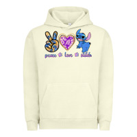 Pigment Pistachio peace love stitch Urban Hoodie - texasbilliewilder